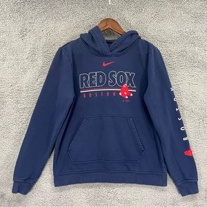 Nike Boston Red Sox Baseball Hoodie Spell Out Blue Men Size Medium